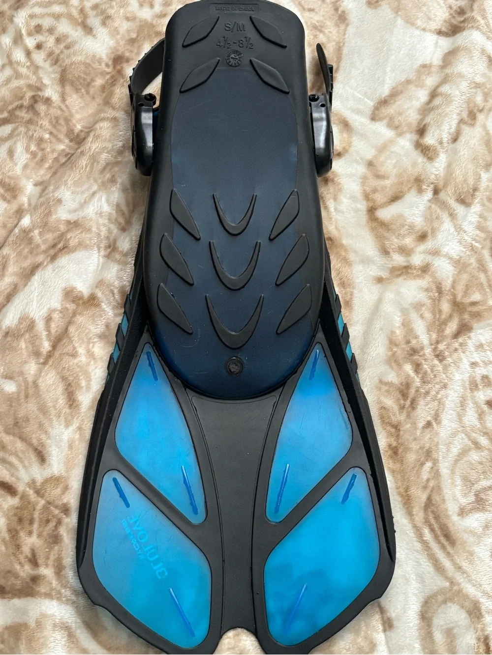 Blue Short-Blade Swim Fins for Men - Black/Blue